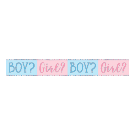 Gender Reveal Foil Banner for Baby Shower sold by RQC Supply Canada located in Woodstock, Ontario