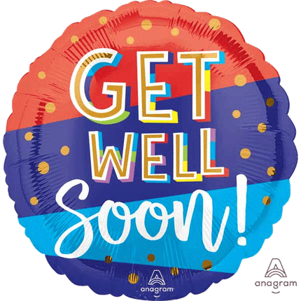 Get Well Soon Striped Balloons sold by RQC Supply Canada located in Woodstock, Ontario