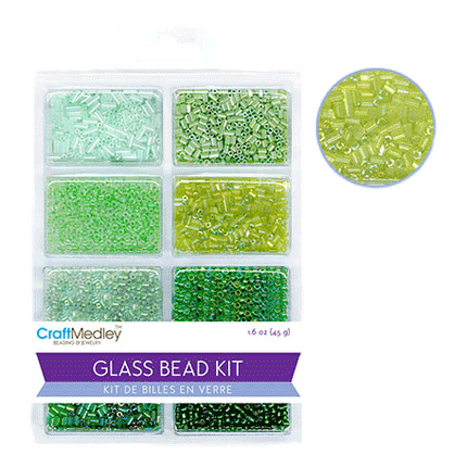 Glass beads Craft Medley brand, showing Going Green available for sale sold by RQC Supply Canada.