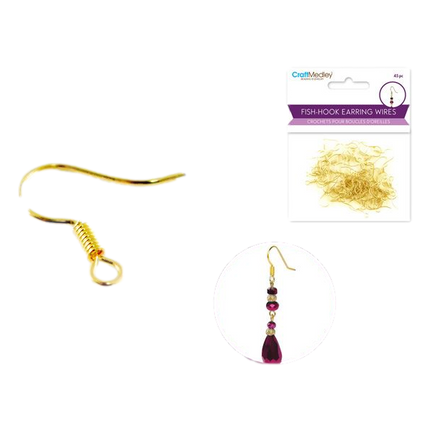 Gold Fish hook Earring wires sold by RQC Supply Canada