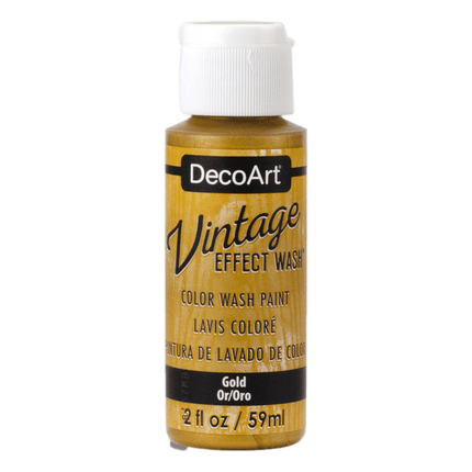 Decoart Vintage Effect Colour Wash Paint sold by RQC Supply Canada located in Woodstock, Ontario shown in gold colour