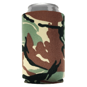 Green Camoflauge Foam Can Coolers, beer can holders sold by RQC Supply Canada