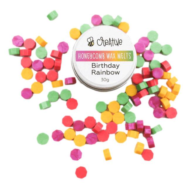 Bee Creative Honeycomb Wax Melts Birthday Rainbow sold by RQC Supply Canada an arts and craft store located in Woodstock, Ontario