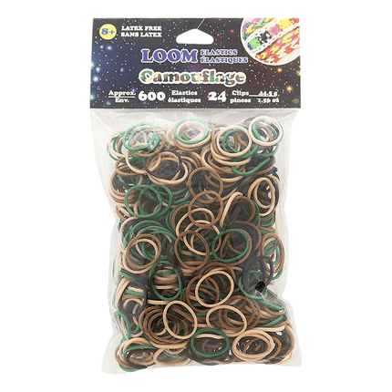 Camouflage Loom Elastics sold by RQC Supply Canada located in Woodstock, Ontario