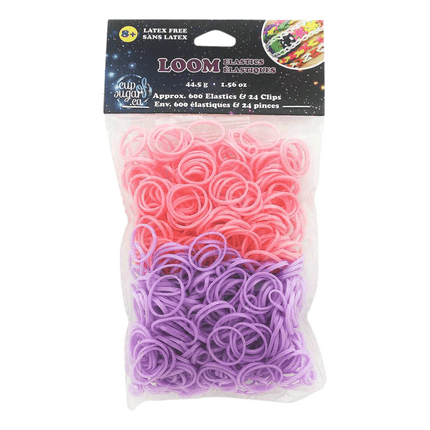 Light Pink and Light Purple Loom Elastics sold by RQC Supply Canada located in Woodstock, Ontario