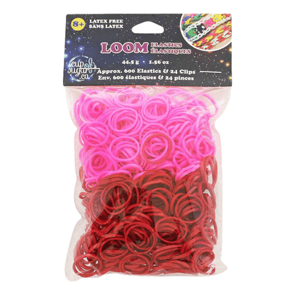 Pink and Red Loom Elastics sold by RQC Supply Canada located in Woodstock, Ontario