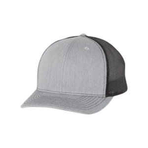 Heather grey and Black 5 Panel Richardson Trucker Hat sold by RQC Supply Canada