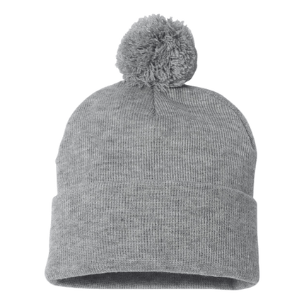 12" Pom Pom Hats now stocked at RQC Supply Canada located in Woodstock, Ontario sell the colour selection instore or online shown in Heather Grey Colour