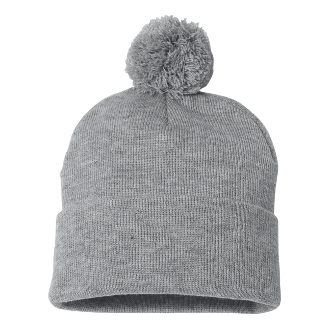 12" Pom Pom Hats now stocked at RQC Supply Canada located in Woodstock, Ontario sell the colour selection instore or online shown in Heather Grey Colour