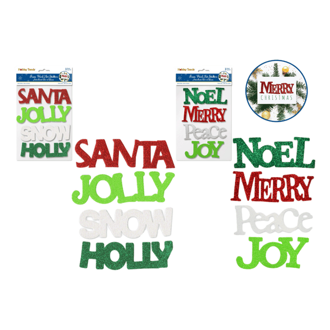 Holiday Sticker: Foam-Fun Glitter Word Art Assorted Sent at Random - Holiday Trendz