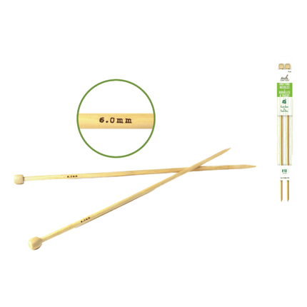 Knitting Bamboo Needles, shown in #10 6mm. Sold by RQC Supply Canada.