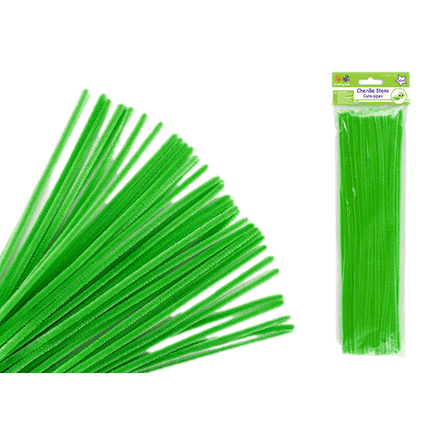Chenille Stems aka Pipe Cleaners sold by RQC Supply Canada located in Woodstock, Ontario shown in Kelly Green Colour