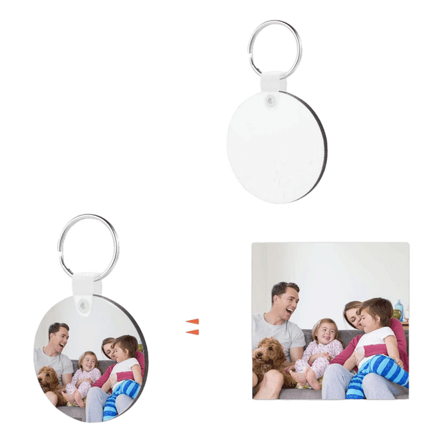 Single Sided Sublimation MDF Circle Keychains sold by RQC Supply Canada