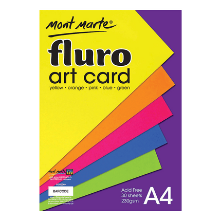 MONT MARTE Fluro Art Card 5 Colours 230g A4 - 30pcs