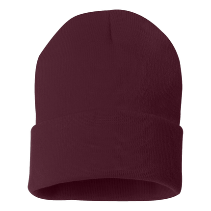 Maroon 12" Sportsman Solid Knit Beanie sold by RQC Supply Canada