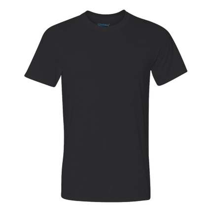 Gildan Men's GD 4200 Performance Polyester T-Shirt. Shown in Black colour, sold by RQC Supply Canada.