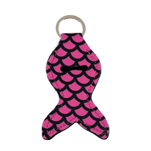 Pink & Black Mermaid Chapstick Keychain Chapstick holder sold by RQC Supply Canada