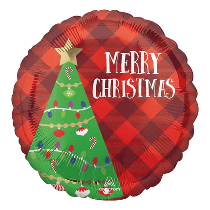 Merry Christmas Red Plaid Xmas Tree Balloons sold by RQC Supply Canada located in Woodstock, Ontario