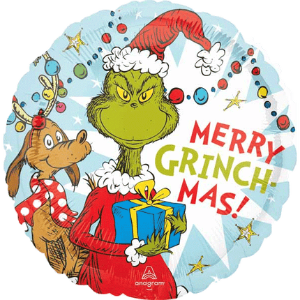 Merry Grinchmas Foil Ballons now selling party Supplies at RQC Supply Canada located in Woodstock, Ontario