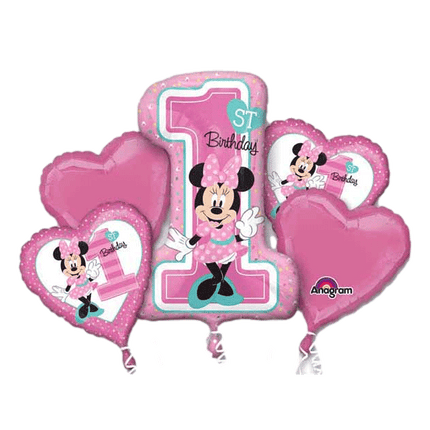 Happy 1st Birthday Balloons Minnie Mouse Bouquet sold by RQC Supply Canada located in Woodstock Ontario 