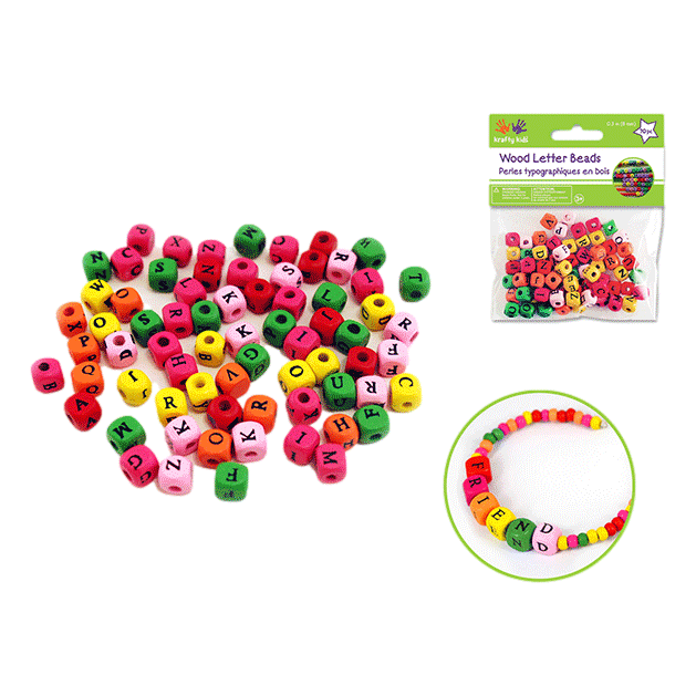 Wood Beads 8mm Letter Beads 70 pk