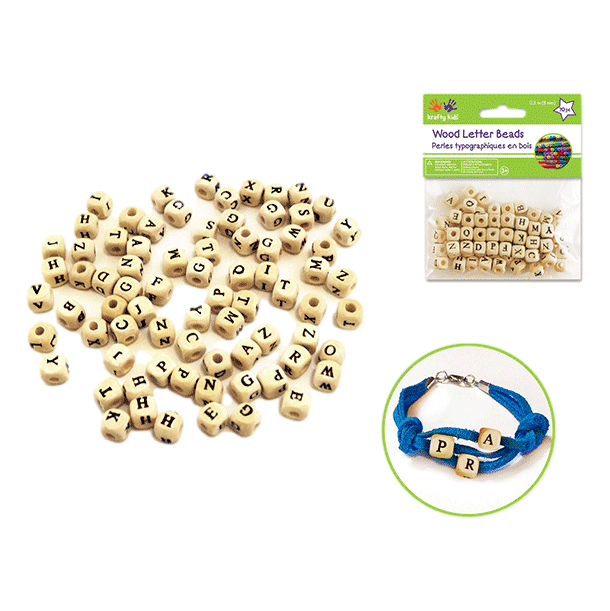 Wood Beads 8mm Letter Beads 70 pk