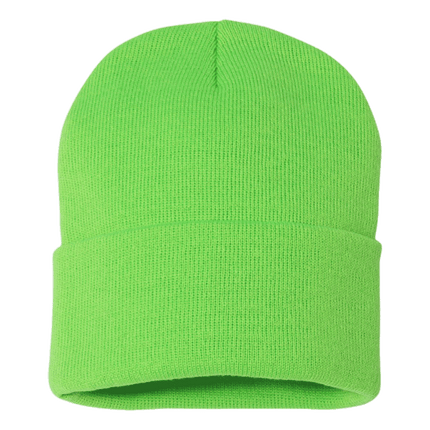 Sportsman 12" Acrylic Knit Beanie Hats sold by RQC Supply Canada located in Woodstock, Ontario shown in Neon Green