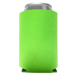 Neon Green Foam Can Coolers, beer can holders sold by RQC Supply Canada