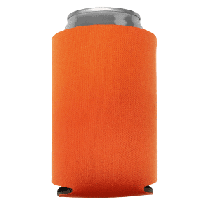 Neon Orange Foam Can Coolers, beer can holders sold by RQC Supply Canada