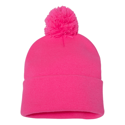  12" Pom Pom Hats now stocked at RQC Supply Canada located in Woodstock, Ontario sell the colour selection instore or online shown in Neon Pink Colour