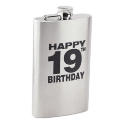 Happy 19th Birthday Flask and Funnel set sold by RQC Supply located in Woodstock, Ontario