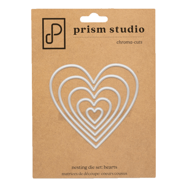 Prism Studio Nesting Metal Dies Hearts sold by RQC Supply Canada an arts and craft store located in Woodstock Ontario showing nesting hearts