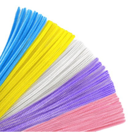 Chenille Stems bulk pack of 100 sold by RQC Supply Canada located in Woodstock, Ontario. Shown in Pastel Mix Colour