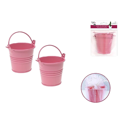 Craft Decor: 4.3 x 6.5 x 5cm DIY Mini Pink Metal Buckets 2pc RQC Supply Canada  Edit alt text