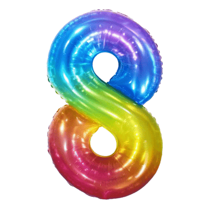 Jelly Rainbow Number Balloons sold by RQC Supply Canada located in Woodstock, Ontario shown in number eight