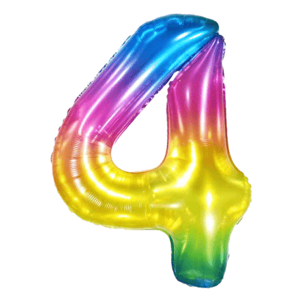 Jelly Rainbow Number Balloons sold by RQC Supply Canada located in Woodstock, Ontario shown in number four
