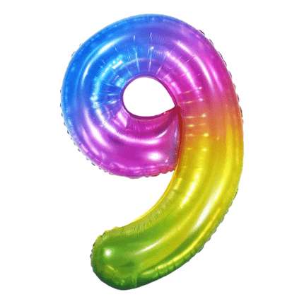 Jelly Rainbow Number Balloons sold by RQC Supply Canada located in Woodstock, Ontario shown in number nine