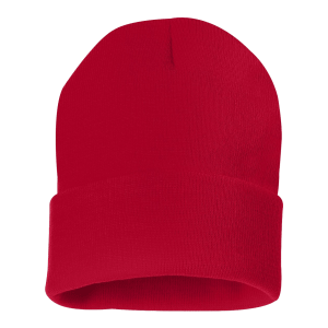 Red 12" Sportsman Solid Knit Beanie sold by RQC Supply Canada