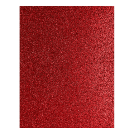 Get your Glitter Cardstock in 8.5" x 11" width now sold at RQC Supply Canada located in Woodstock, Ontario, showing red glitter scrapbooking paper