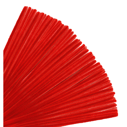 Chenille Stems bulk pack of 100 sold by RQC Supply Canada located in Woodstock, Ontario. Shown in Red Colour