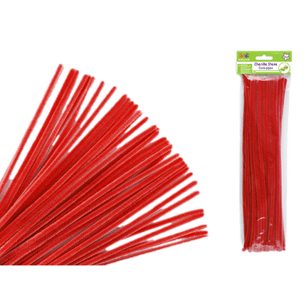 Chenille Stems aka Pipe Cleaners sold by RQC Supply Canada located in Woodstock, Ontario shown in Red Colour