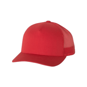 Red Adult Poly-cotton Yupoong five panel retro baseball hats sold by RQC Supply Canada