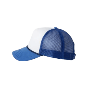 Royal Blue Foam Trucker Caps, aka foam mesh back trucker hats sold by RQC Supply Canada