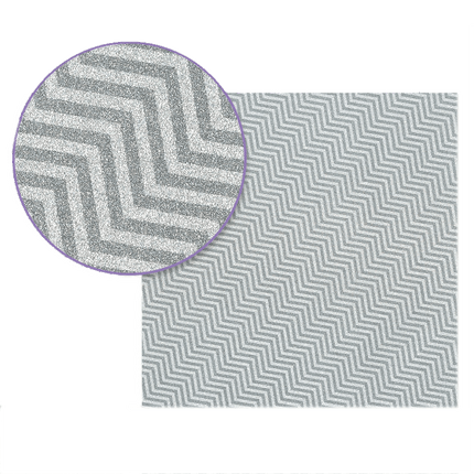 Silver Medley Glam Glitter Cardstock by Forever in Time. Shown in Thin Diagonal Chevron pattern. Sold by RQC Supply Canada.