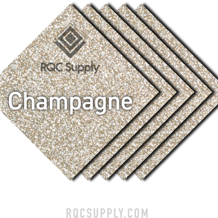 Siser 12" Glitter Heat Transfer Vinyl (HTV) - Iron on Vinyl, shown in Champagne colour. Sold by RQC Supply Canada.