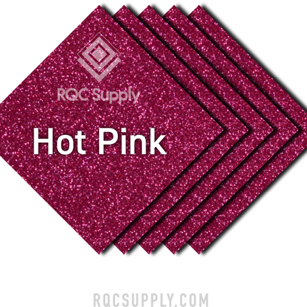 Siser 12" Glitter Heat Transfer Vinyl (HTV) - Iron on Vinyl, shown in Hot Pink colour. Sold by RQC Supply Canada.
