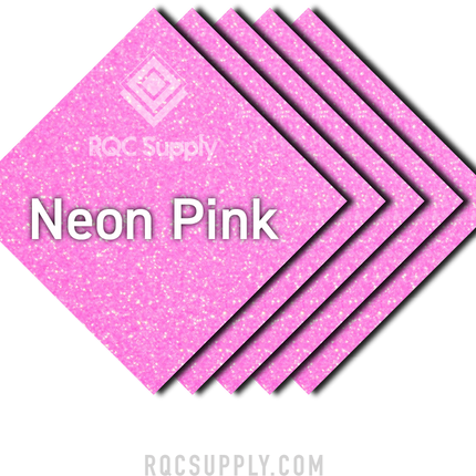 Siser 12" Glitter Heat Transfer Vinyl (HTV) - Iron on Vinyl, shown in Neon Pink colour. Sold by RQC Supply Canada.