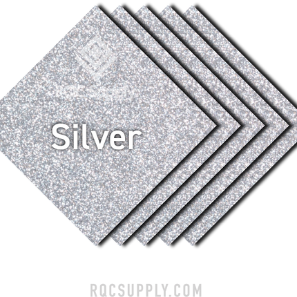 Siser 12" Glitter Heat Transfer Vinyl (HTV) - Iron on Vinyl, shown in Silver colour. Sold by RQC Supply Canada.