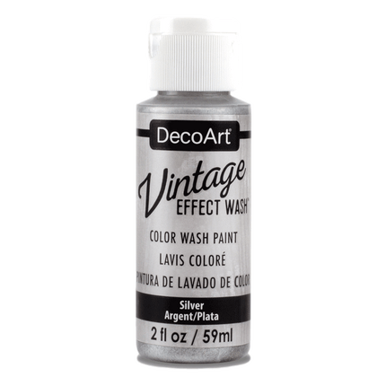 Decoart Vintage Effect Colour Wash Paint sold by RQC Supply Canada located in Woodstock, Ontario shown in silver colour