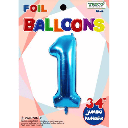 Blue Number One Foil Balloons sold by RQC Supply Canada located in Woodstock, Ontario
